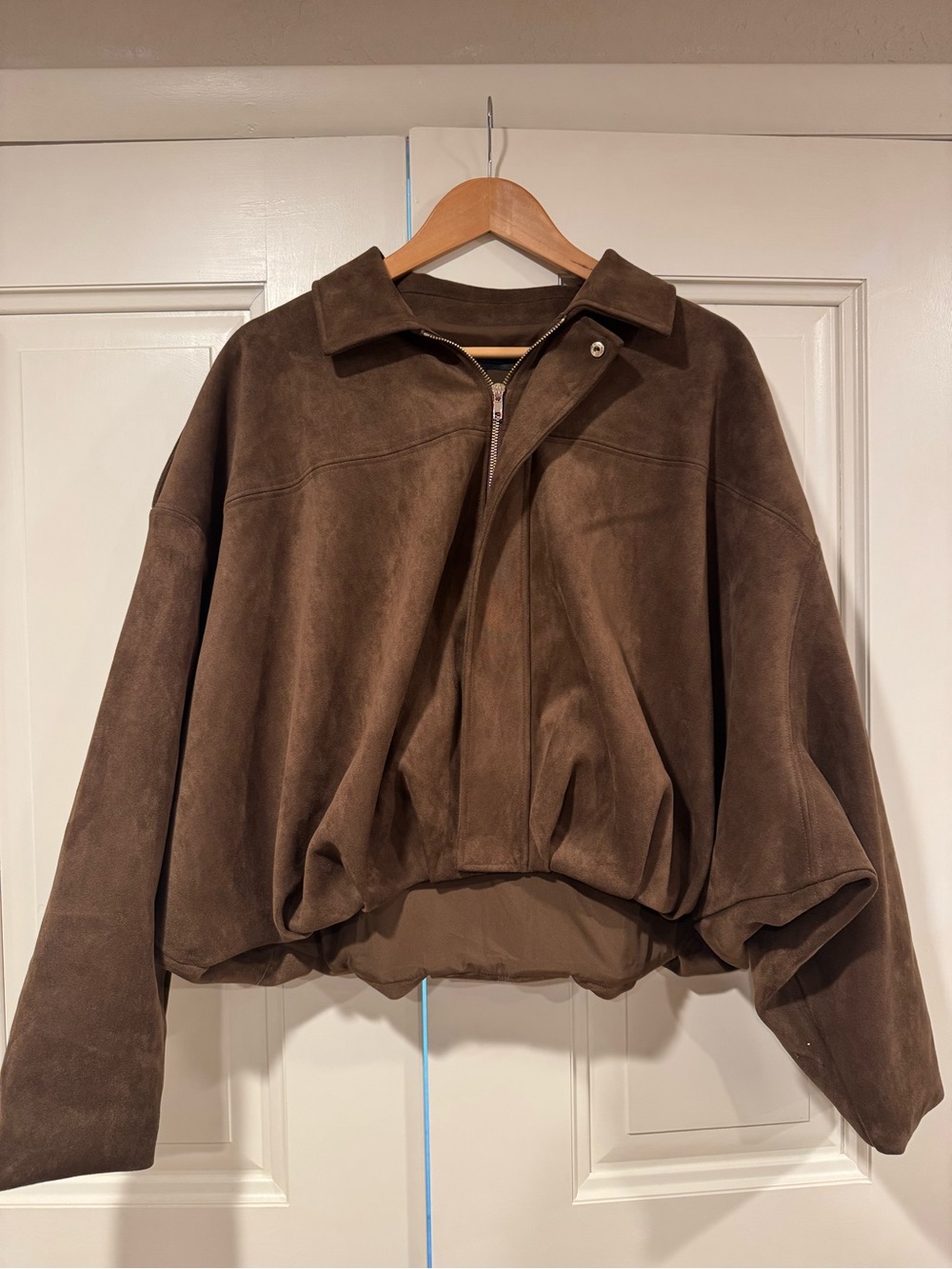 Zara Dark Brown Suede Effect Bomber Jacket - Picture 2 of 8
